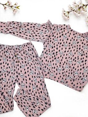 Jessica Simpson Pink Skull Print Pajama Set for Kids